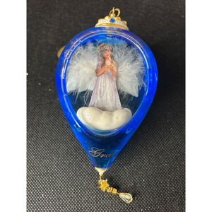 Christmas Ornaments Grace Blue Glass Angel Ornament Water Filled